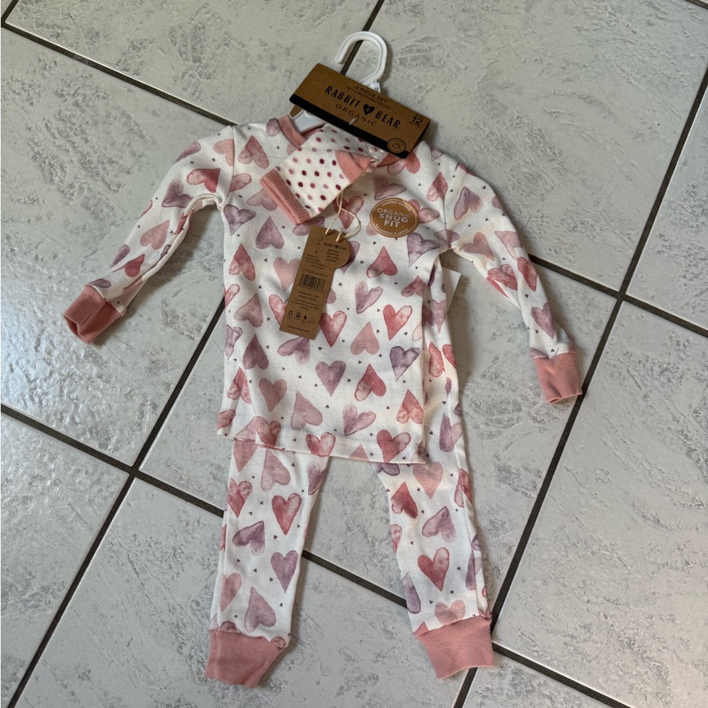 Rabbit & Bear Pink Heart Kids Pajama Set